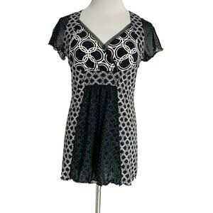 ANAC Small  Top Blouse Korea Abstract Art to Wear